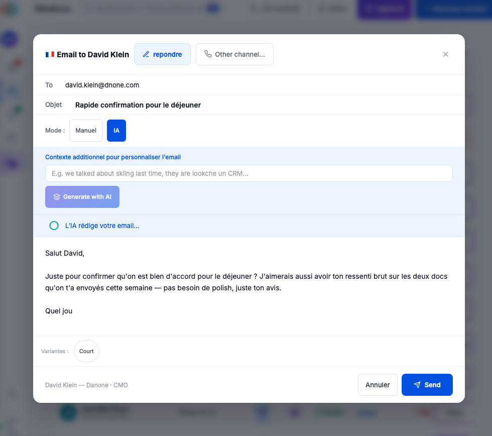 Génération de mail par IA